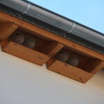 Fertig angebrachte Nisthilfe mit Kotbrett